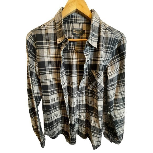 Pendleton Women's Black & Grey Plaid Button Up Shirt, 100% Cotton, Medium - Picture 4 of 8